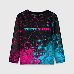 Лонгслив детский Tottenham - neon gradient: символ сверху, цвет: 3D-принт
