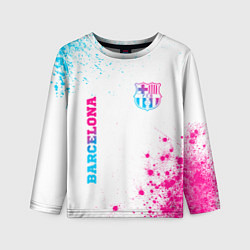 Лонгслив детский Barcelona neon gradient style: надпись, символ, цвет: 3D-принт