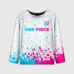 Лонгслив детский One Piece neon gradient style: символ сверху, цвет: 3D-принт