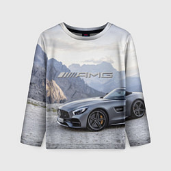Лонгслив детский Mercedes AMG V8 Biturbo cabriolet - mountains, цвет: 3D-принт