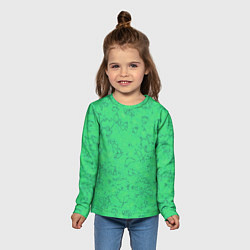 Лонгслив детский Мраморный зеленый яркий узор, цвет: 3D-принт — фото 2