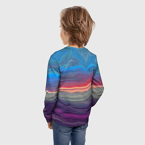 Детский лонгслив Цветной переливающийся абстрактный песок / 3D-принт – фото 4