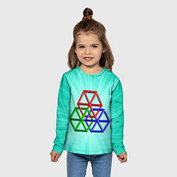 Лонгслив детский Невозможная геометрия - оптическая иллюзия, цвет: 3D-принт — фото 2