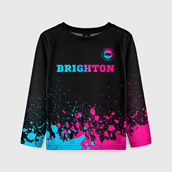 Лонгслив детский Brighton - neon gradient: символ сверху, цвет: 3D-принт