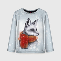 Лонгслив детский Новогодняя тёплая лиса, цвет: 3D-принт