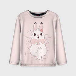 Лонгслив детский Милый кролик на розовом, цвет: 3D-принт