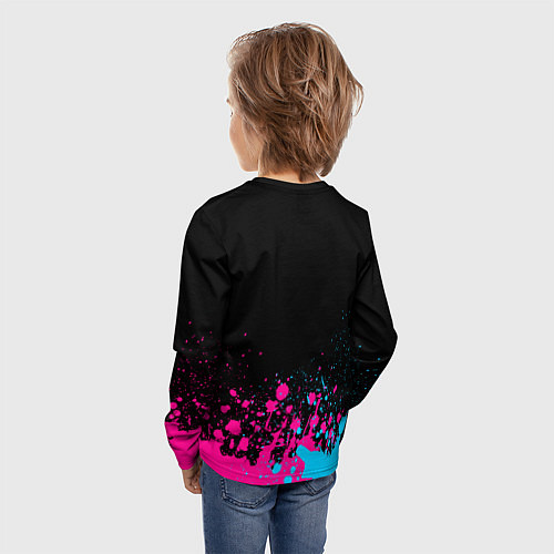 Детский лонгслив Among Us - neon gradient: символ сверху / 3D-принт – фото 4