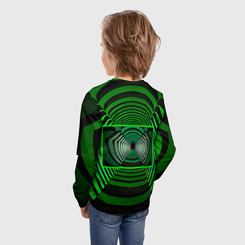 Детский лонгслив Зелёный туннель - оптическая иллюзия / 3D-принт – фото 4