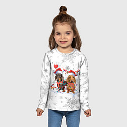 Лонгслив детский Новогодние таксы, цвет: 3D-принт — фото 2