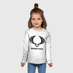 Лонгслив детский SsangYong с потертостями на светлом фоне, цвет: 3D-принт — фото 2
