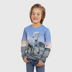 Лонгслив детский Белый конь, цвет: 3D-принт — фото 2