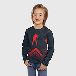 Лонгслив детский Красный символ Counter Strike на темном фоне со ст, цвет: 3D-принт — фото 2