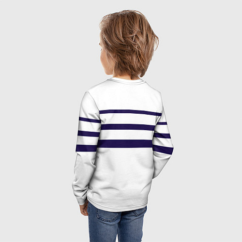 Детский лонгслив FIRM белая с синими полосами / 3D-принт – фото 4
