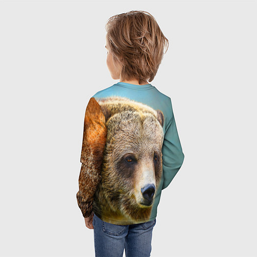 Детский лонгслив Русский бурый медведь / 3D-принт – фото 4