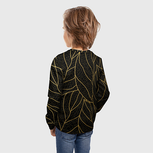 Детский лонгслив Золотые листья градиент / 3D-принт – фото 4