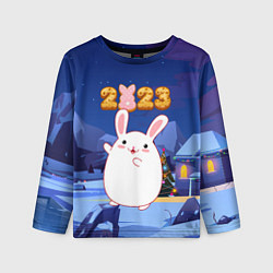 Лонгслив детский Круглый кролик 2023, цвет: 3D-принт