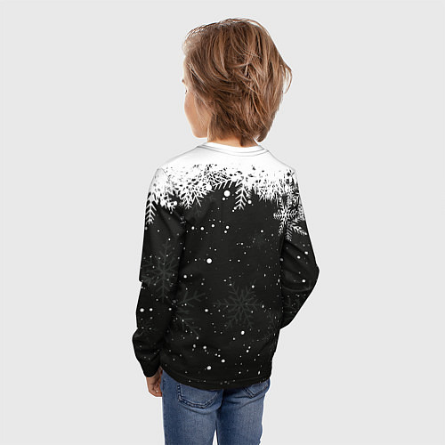 Детский лонгслив С Новым годом - кот Саймона и снежинки / 3D-принт – фото 4