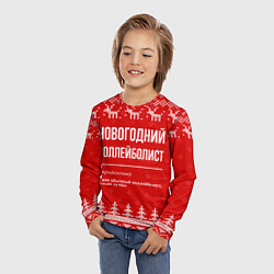Лонгслив детский Новогодний воллейболист: свитер с оленями, цвет: 3D-принт — фото 2
