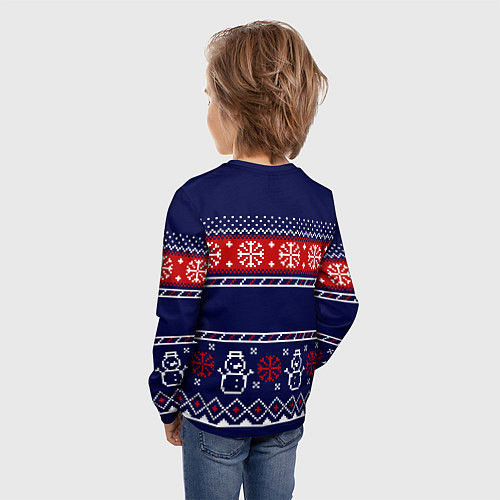Детский лонгслив Уходите - новогодний свитер / 3D-принт – фото 4