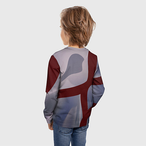 Детский лонгслив Красные и розовые волнообразные пластины / 3D-принт – фото 4