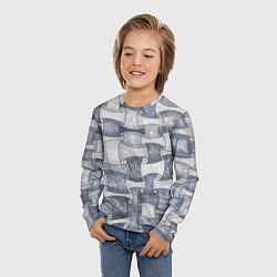 Лонгслив детский Джинсовый паттерн, цвет: 3D-принт — фото 2