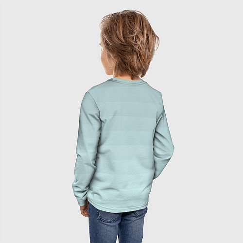 Детский лонгслив Голубые горизонтальные полосы, градиент / 3D-принт – фото 4