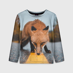 Лонгслив детский Лиcа на трассе, цвет: 3D-принт