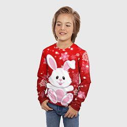 Лонгслив детский Весёлый кролик в снежинках, цвет: 3D-принт — фото 2