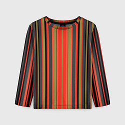 Лонгслив детский Вертикальные полосы в оранжево-коричневых тонах, цвет: 3D-принт