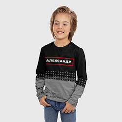 Лонгслив детский Александр - в красной рамке на темном, цвет: 3D-принт — фото 2