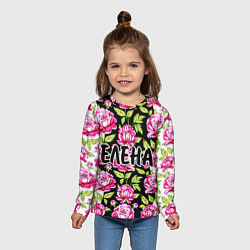 Лонгслив детский Елена в цветах, цвет: 3D-принт — фото 2