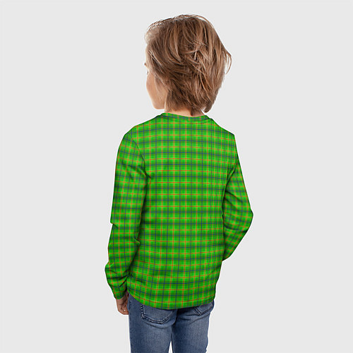Детский лонгслив Шотландка зеленая крупная / 3D-принт – фото 4