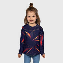 Лонгслив детский Темная абстракция треугольники, цвет: 3D-принт — фото 2