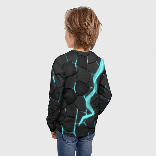 Детский лонгслив Голубой неон / 3D-принт – фото 4
