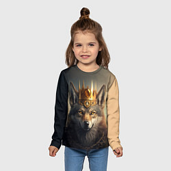 Лонгслив детский Волк в золотой короне, цвет: 3D-принт — фото 2