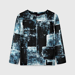 Лонгслив детский Голубой, чёрный и белый абстракт, цвет: 3D-принт
