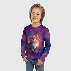 Лонгслив детский Космически котенок, цвет: 3D-принт — фото 2