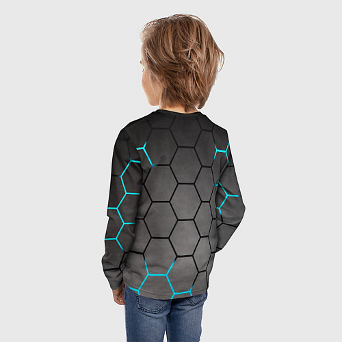 Детский лонгслив Броня текстура неоновая / 3D-принт – фото 4