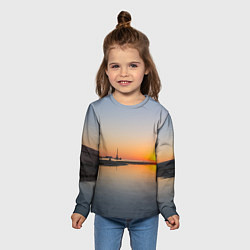 Лонгслив детский Санкт-Петербург, закат на Финском заливе, цвет: 3D-принт — фото 2