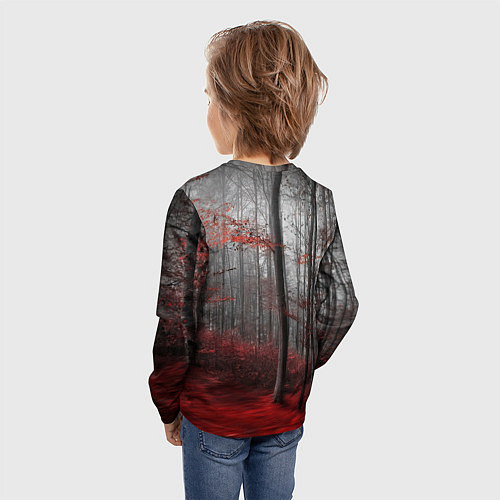Детский лонгслив Уэнсдэй осенний лес / 3D-принт – фото 4
