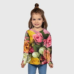 Лонгслив детский Букет красивых роз, цвет: 3D-принт — фото 2