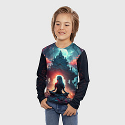 Лонгслив детский Медитирующая девушка, цвет: 3D-принт — фото 2