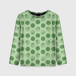 Лонгслив детский Узор из круглых арбузов на зеленом фоне, цвет: 3D-принт