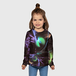 Лонгслив детский Магические фиолетовые волны и цветные космические, цвет: 3D-принт — фото 2