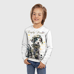 Лонгслив детский Пятнистый щенок в военном камуфляже, цвет: 3D-принт — фото 2