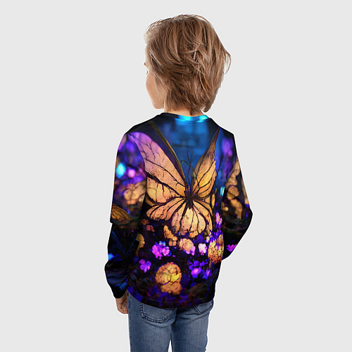 Детский лонгслив Цветок бабочка midjouney / 3D-принт – фото 4