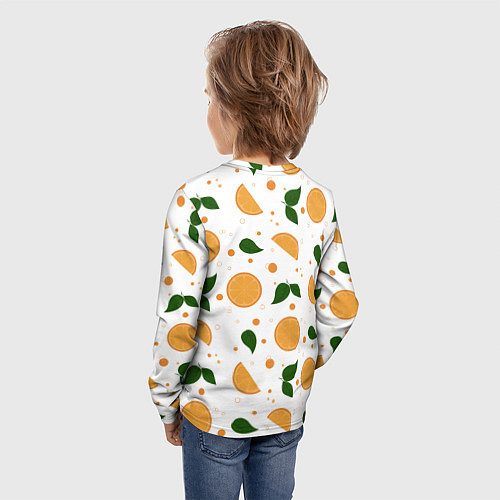 Детский лонгслив Апельсины с листьями / 3D-принт – фото 4