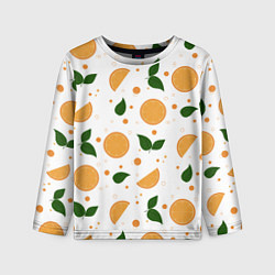 Лонгслив детский Апельсины с листьями, цвет: 3D-принт