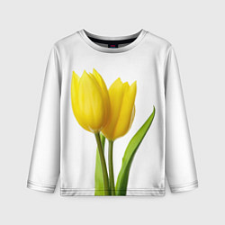 Лонгслив детский Желтые тюльпаны на белом, цвет: 3D-принт