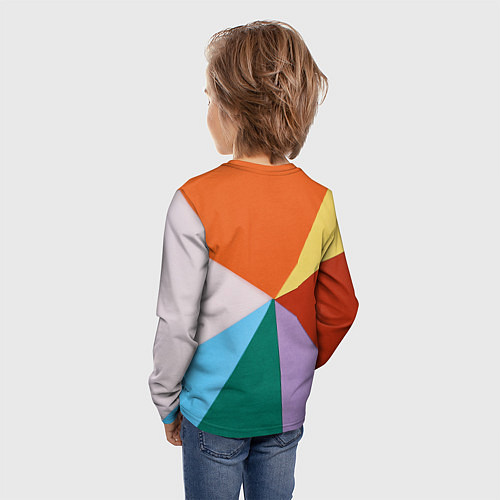 Детский лонгслив Разноцветные пересекающиеся треугольники / 3D-принт – фото 4